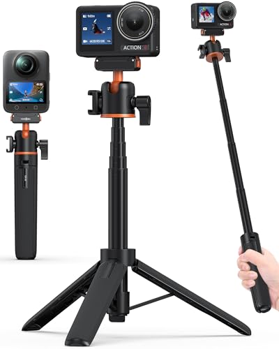 Osmo Action Mini-Stativ Halter für DJI Action 5 Pro/4/3, mit Kugelkopf, Kleines Tripod Halterung/Selfie-Stick/54 cm Verlängerungsstab für Reise Vlog
