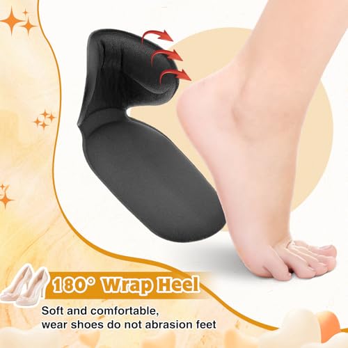 Image of Geyoga 8 Pairs Adhesive Heel Cushion Pads for Too Loose Big Boots Cuttable Reusable Back of Heel Shoe Pads Grips Inserts for Women Men Anti Blister Shoe Guards Liners for Improving Fit(Black)