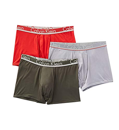 Calvin KleinComfort Microfiber Trunks - NB1360 (Small, Grey/Red/Green)