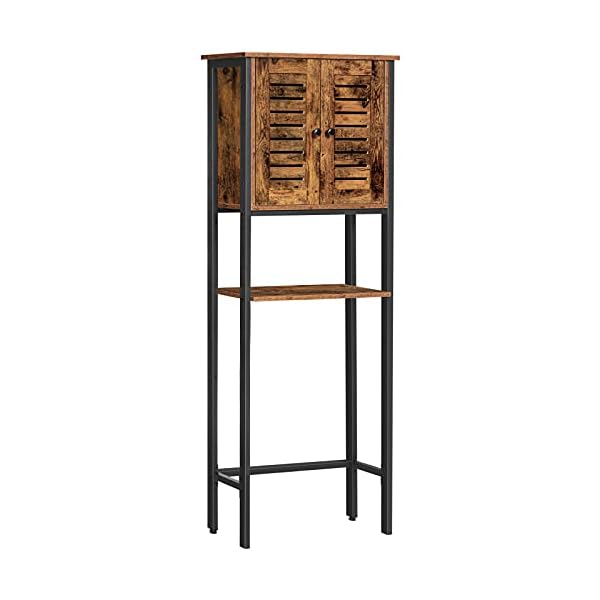 HOOBRO Over The Toilet Storage Cabinet, Bathroom Space Saver with Louver Door, Industrial Bathroom Cabinet Over Toilet, Easy to Assemble, Stable, Rustic Brown BF43TS01