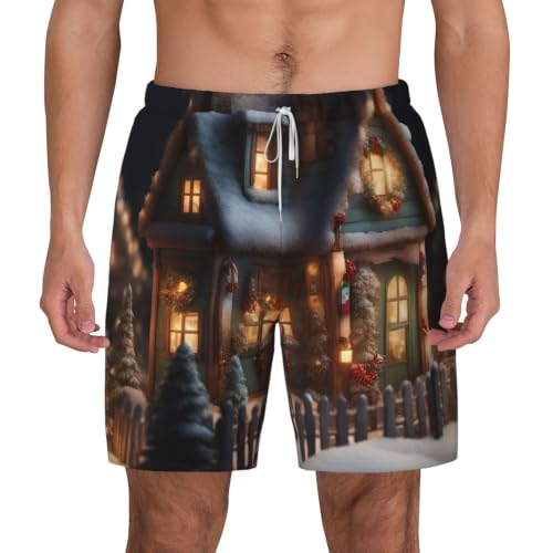 Short de bain respirant homme séchage rapide imprimé village Noël
