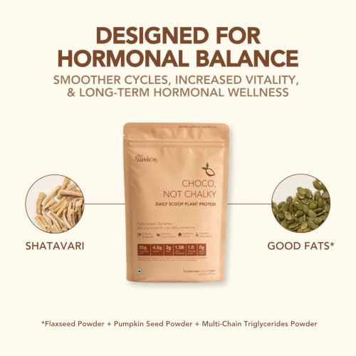 Image of Daily Scoop Plant Protein Powder for Women | 25g Vegan Protein | Pea & Brown Rice Protein | Digestive Enzymes, Vitamins & Herbs | Chocolate | 500g I Pack Of 1