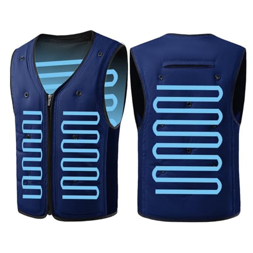 ALMASI Chalecos de enfriamiento por evaporación con inyección de agua de verano, protección solar para trabajadores al aire libre, nuevo aire acondicionado(Blue,X-Large)