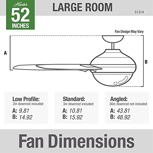 Hunter 51314 Aerodyne Ceiling Fan 52 inches Matte Black thumbnail 6