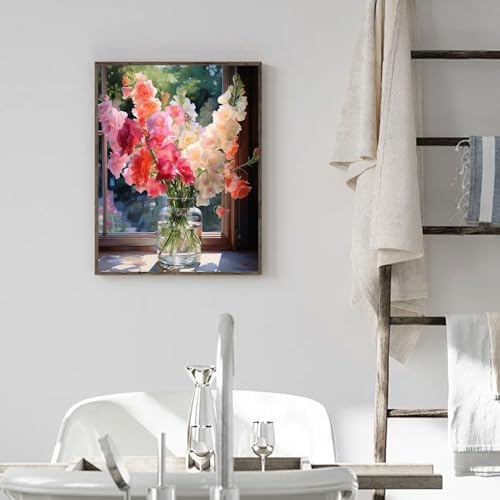 Ausanrl Flowers Diamond Painting Kits for Adults-Diamond Art Kits for Adults Beginner,5D Diamond Painting Flowers,Gem Art Kits for Gift Home Decor 12x16inch - Thumbnail 3