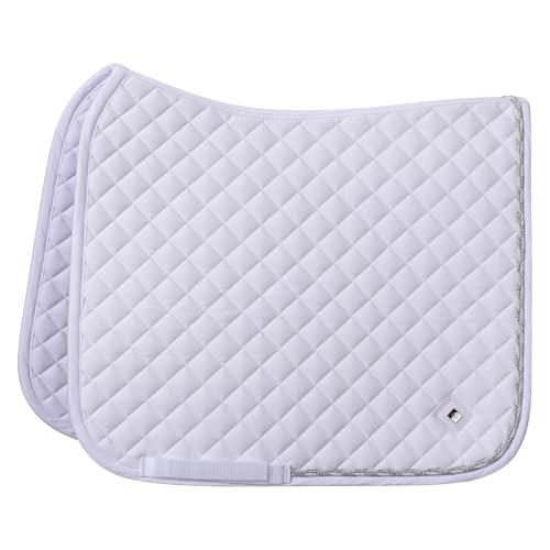 Imperial Riding Schabracke IRH Basic Cotton DR, Dressur-Schabracke mit Rautensteppung, Glitzerpaspel und Metall-Logo, Weiß, Full Imperial Riding Schabracke IRH Basic Cotton DR, Dressur-Schabracke mit Rautensteppung, Glitzerpaspel und Metall-Logo, Weiß, Full