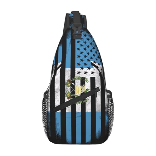 SUNNYEE Guatemala Guatemalan American Flag Crossbody Bags Sling Backpack Cross Chest Bag Sports Shoulder Bag Gym Fanny Pack Adjustable Cycling Daypack Diagonally Rucksack for Running