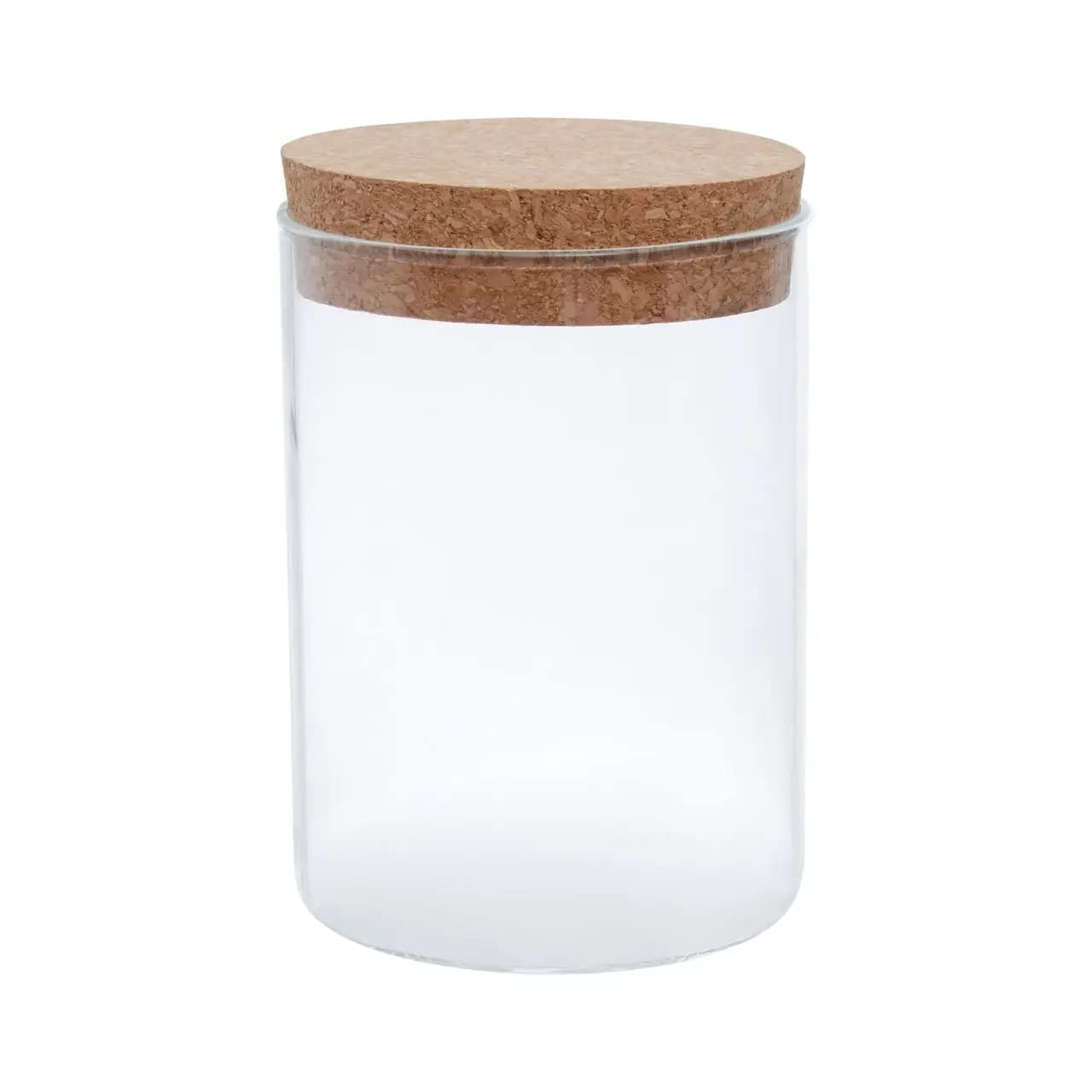 Orsina Small Glass Jar - Airtight Cork Lid - Clear