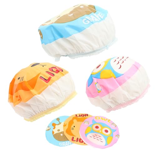 DRESSOOS 6 Gorros de Ducha Impermeables Reutilizables con Diseños Infantiles en Material Eva para Uso Diario Ducha