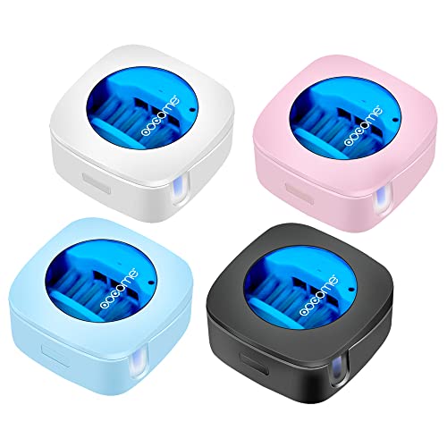 OOCOME 4PCS Portable Deep UV Toothbrush Sanitizer Case Toothbrush Sanitizer Holder Organizer Case Toothbrush Cleaner Holder with Sticker free Punching for Travel and Family Use