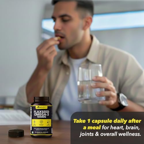 Image of Boldfit Flaxseed oil capsules 1000mg Omega 3 vegetarian Supplement for Skin, Joint, Hair & Immunity Support. flax seed oil omega 3 for Men & Women - 60 Veg Capsules.