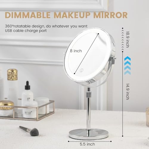 Espejo para maquillaje con luz y aumento 10x, 8 pulg. miniatura 6