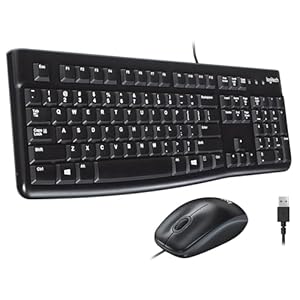 Logitech MK120 Wired Keyboard and Mouse Combo for Windows, Optical Wired Mouse, Full-Size, USB, Compatible with PC, Laptop – Black