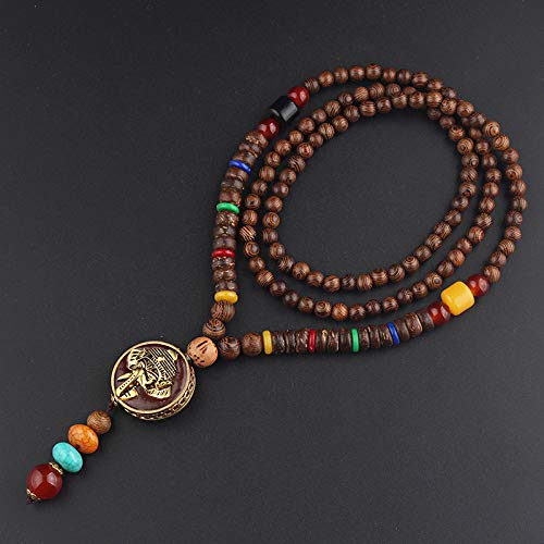 THTHT Vintage Bordada Artesanal Collar Largo Suéter Cadena Tallado En Madera Natural Étnica Nepal Golden Elephant Bohemia Simple Minimalista De Vestir Unisex Cover