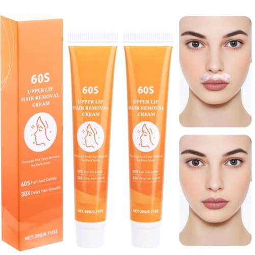 2 Unidades de Crema Depilatoria Facial, Depilación del Labio Superior para Mujeres, Depilador Suave para el Labio Superior, Barbilla y Rostro, Crema Depilatoria para Todo Tipo de Pieles (one size, C)