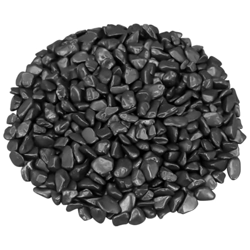 Image of Decorative River Rocks & Landscaping Pebbles for Potted Plants | Smooth Polished Pebbles for DIY Resin Art, Vase Fillers, Aquarium Gravel, and Potted Plants(Black, 2 Pounds)