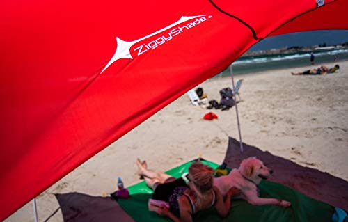 ZiggyShade UPF50 Lycra Fabric Family Beach Sunshade Tent with Sandbag Anchors and 4 Pegs, Orange