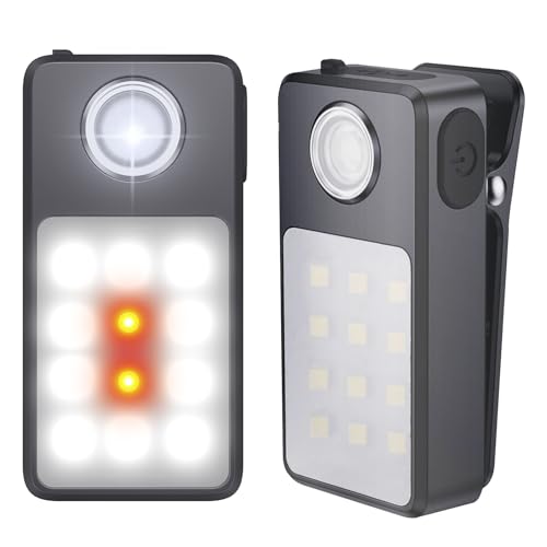 2 Stück Lauflicht USB-C Wiederaufladbar, 3 Helligkeitsstufen, Upgrade 2-in-1 Clip-Leuchte, IPX7 Wasserdichte Kompakte LED Taschenlampe für...