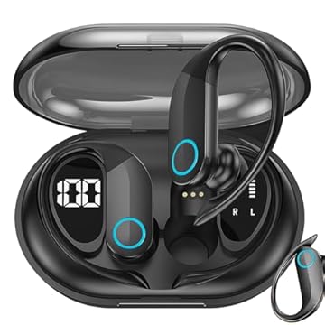 Fone de Ouvido Bluetooth TWS Esportivo Sem Fio com Gancho – Compatível com iPhone, Samsung, Xiaomi, Motorola, Lenovo e Celulares Android/iOS – Ideal para Academia e Caminhada