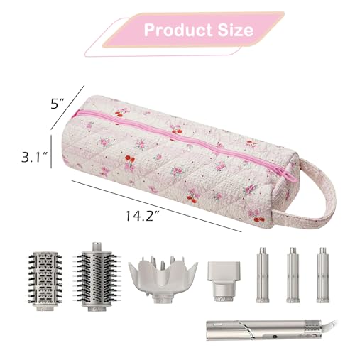 Image of RSRSLEII Quilted Hair Tools Travel Bag，Hair Styling Accessories Storage Case for Shark FlexStyle, Dyson Airwrap Hair Dryer, Curling Iron, Revlon Hair Tools，Portable and foldable(04Cherry)
