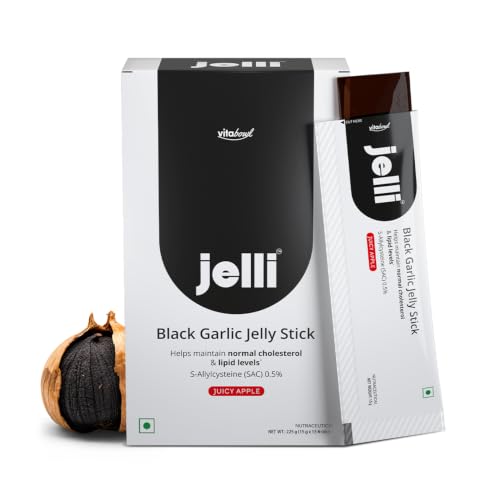 Image of Jelli Black Garlic Jelly Stick | Korean Aged Black Garlic (500mg) with 0.5% S-Allylcysteine (SAC) | Juicy Apple Flavor | No Added Sugar | Ready-to-Eat Daily Jelly | 15 Sticks (15g Each)