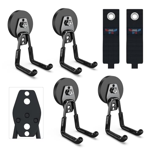 3-H Magnet Hooks Heavy Duty 4 Pack Without Drill – 2 Extension Cord Organizer,Magnetic Hooks Heavy Duty for Hanging and organizing Ladder,Chair,Large Power and Electric Tool