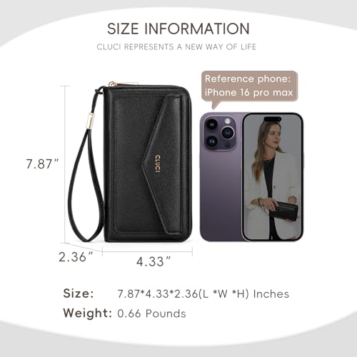 CLUCI Wallet Women Large Capacity Wristlet Purse for Women Long Ladies Wallet RFID Blocking Multi Credit Card Holder3