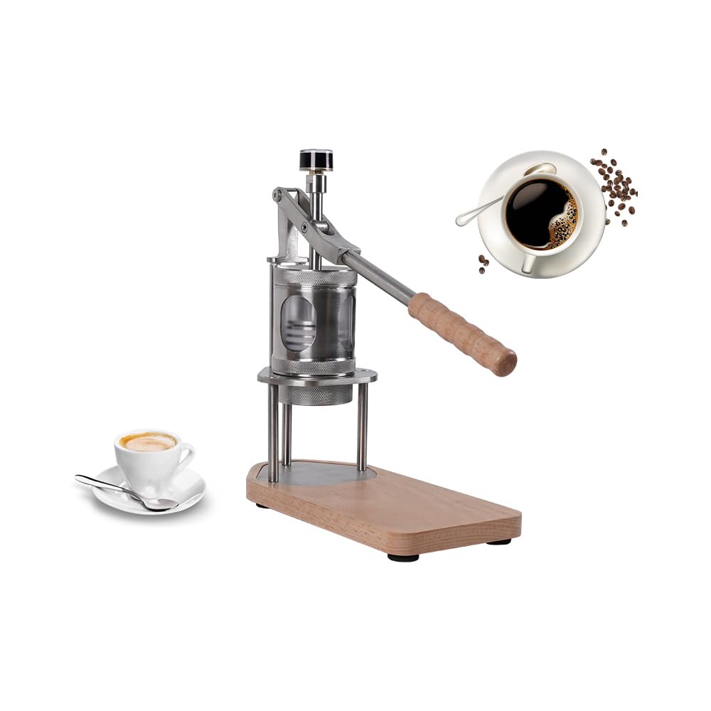 Macchina per caffè a mano | Portable & Detachable Manual Espresso Maker con filtro da 51 mm senza bottomless | Manometro da 6 – 9 bar | per casa e ufficio e campeggio