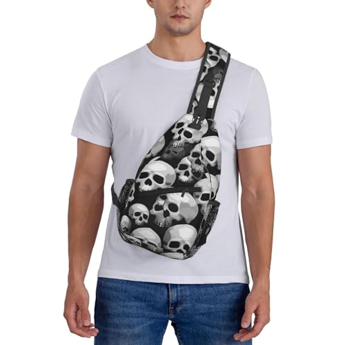 Mochila cruzada tipo sling con estampado de calavera miniatura 7