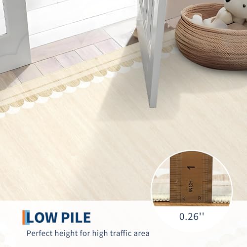 Tapete decorativo rectangular beige 8x10 pies miniatura 7