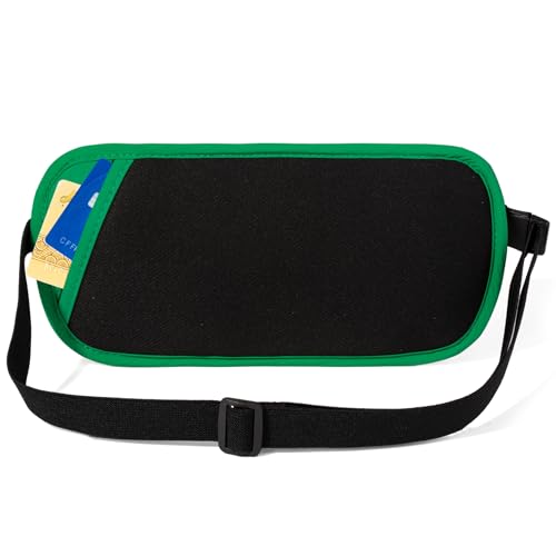 Image of Money Belt - Slim Passport Holder RFID Blocking Travel Wallet Undercover Fanny Packs for Men Women - Green