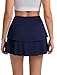 DLOODA Tennis Skirt for Women, Double Ruffle Golf Skirt High Waisted Flowy Athletic Skort with Pockets Workout Pickleball Y2K Navy Blue