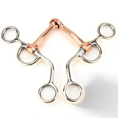 NUMNBE Horse Chew Edelstahl Gebiss Mit Kupfermundstück, Gebiss 125, Kandarengebiss, Springkandare Riemchen Kette - Hochwertige Pelham Stange, Leichter, Effektive Richtungsanzeig