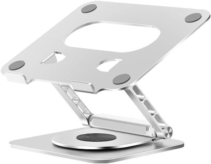 Silver Book Stand Aluminum Alloy Reading Rack 360° Rotation Holder