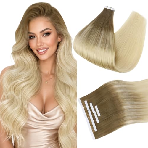 Ve Sunny Tape in Extensions Light Brown Balayage Platinum Blonde