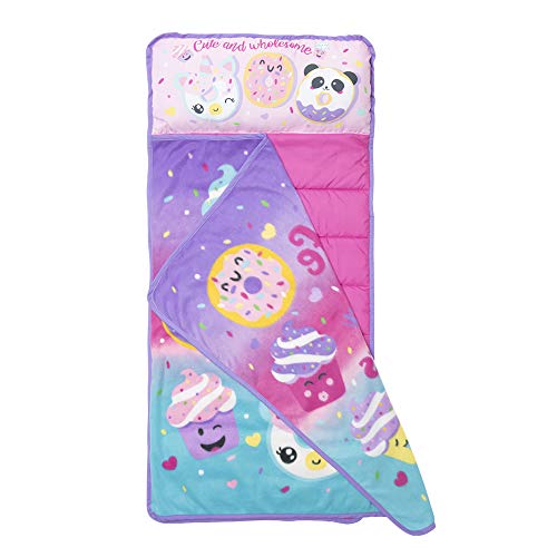 Funhouse Cupcake Emojis Kids Nap Mat Set – Includes Pillow and Fleece Blanket - Great for Girls Napping During Daycare, Preschool, or Kindergarten - Fits Toddlers and Young Children - Thumbnail 2