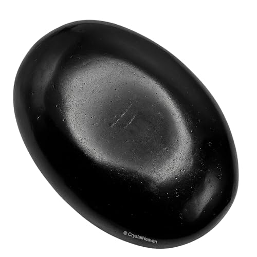 Image of Certified Natural Black Tourmaline Crystal Palm Pebbles Stones for Anxiety Stress Relief Massage - AAA Grade Original Healing Gemstone Agate Palm Stone for Yoga Meditation Spiritual Reiki Feng Shui