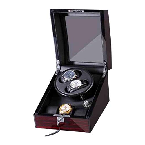 Preisvergleich Produktbild automatic watch boxes Automatischer Uhrenbeweger-Aufbewahrungsbox mit Rotation Leiser Motor Premium-Außenseite aus massivem Holz und weichen flexiblen Uhrenkissen aus schwarzem Leder Roscloud@