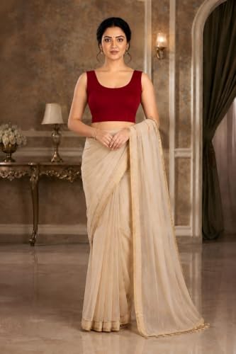 Image of Abhi Readymade Saree Blouse for Women- Sleeveless, Round Neck, Regular-fit, Stretchable, Pull-on Style Blouse