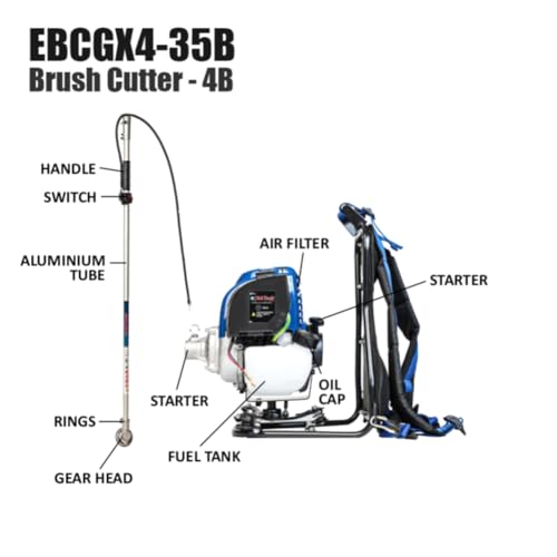 Image of EASTMAN 4-Stroke Brush Cutter (EBCGX4-35S) - 35.8CC Gas Grass Trimmer, U-Handle, 139F Engine, 0.8KW @ 7500 RPM, Heavy-Duty Weed Cutter with Blade & Accessories