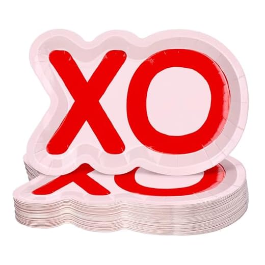Havawish 50 Pcs XO Shaped Valentine's Day Paper Plates Vday Pink Cake Plates 9 Lovely Xo Disposable Paper Tray Decorations for Valentine February Birthday Class Parties Galentines Party Supply