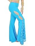 trajes tipicos de mujeres arabes Dos lados especiales. Astage Mujer Encaje Dos Lados Cortes Pantalones Traje Danza India Danza Árabe Azul Cielo