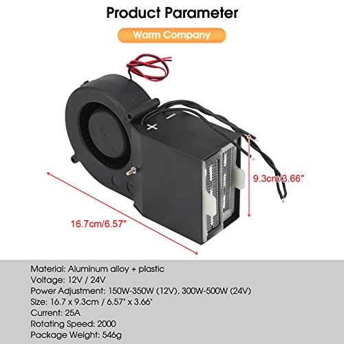 Chauffage voiture, Régulateur température sécurité Ventilateur céramique 12V 24V 150W à 500W Chauffage intérieur pour défroissage hiver conducteur automobiliste véhicule professionnel