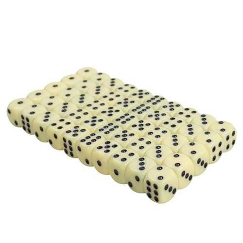 SLAKOZYT - SLAKOZYT 50 Stück 16 mm Würfel Set 6-Seitig,Würfel Set für Tenzi, Sechsseitige Standardwürfel mit Schwarzen Punkten (50 Stück Weiß -Cornet carré)