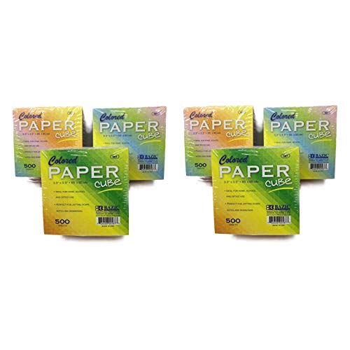 6 Pk, Bazic 500 Count 85 X 85mm Color Paper Cube