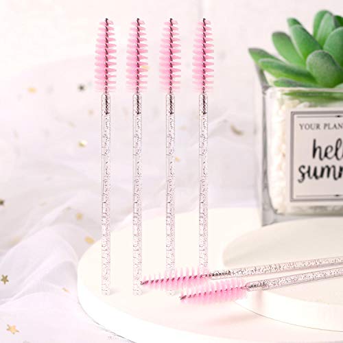 Image of Tbestmax 200 Disposable Eyelash Brush Mascara Wands Spoolies for Eye Lashes Extension Eyebrow and Makeup Pink