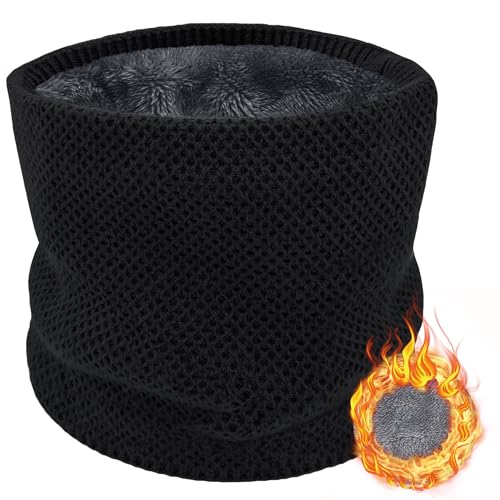 ehsbuy Winter Neck Warmer Snoods for Men Thermal Knitted Fleece Lined Thick Neck Gaiter Women Scarfs Gift for Skiing Outdoor Sports