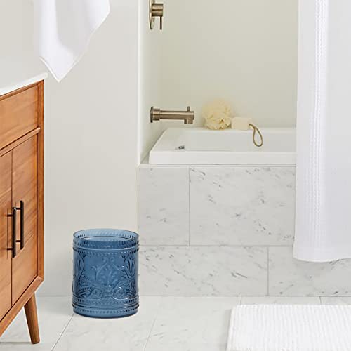Kmwares 62 Decorative Wastebasket/Trash Can/Garbage Can For Home Accent, Kitchen, Bathroom Accessories, Office Decoration - Real Glass Solid Dark Blue thumb #2