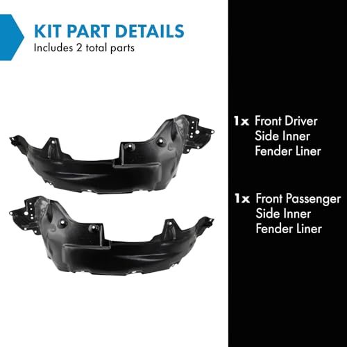 Image of TRQ Front Driver and Passenger Side Inner Fender Liner Set Compatible with 2009-12 Toyota RAV4 with Fender Flares North America Built Models