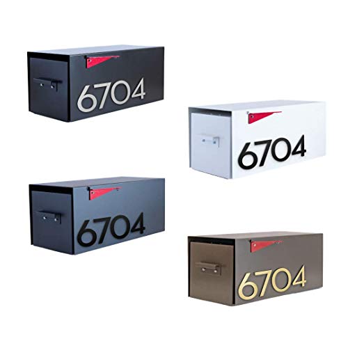 Modern Aspect Malone Post-Mounted Mailbox With Magnetic Numbers Black, Brown, Gray, White With Customizable Numbers and Optional Pole Made In The USA